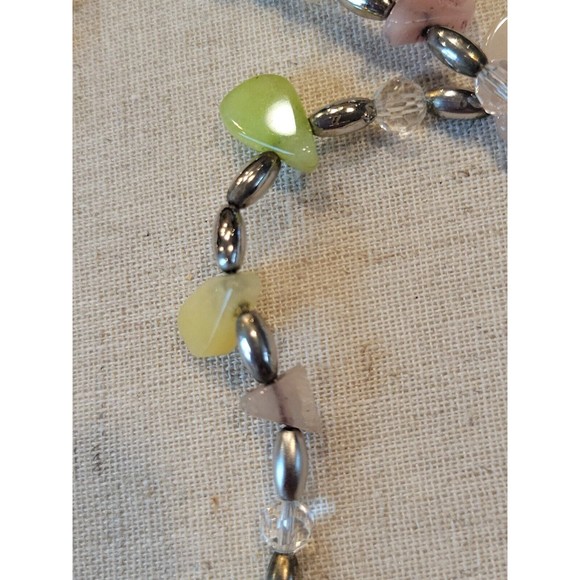 Vintage Pastel Multi Semi Precious Stone Necklace Rhodonite Healing Crystals - Picture 7 of 9